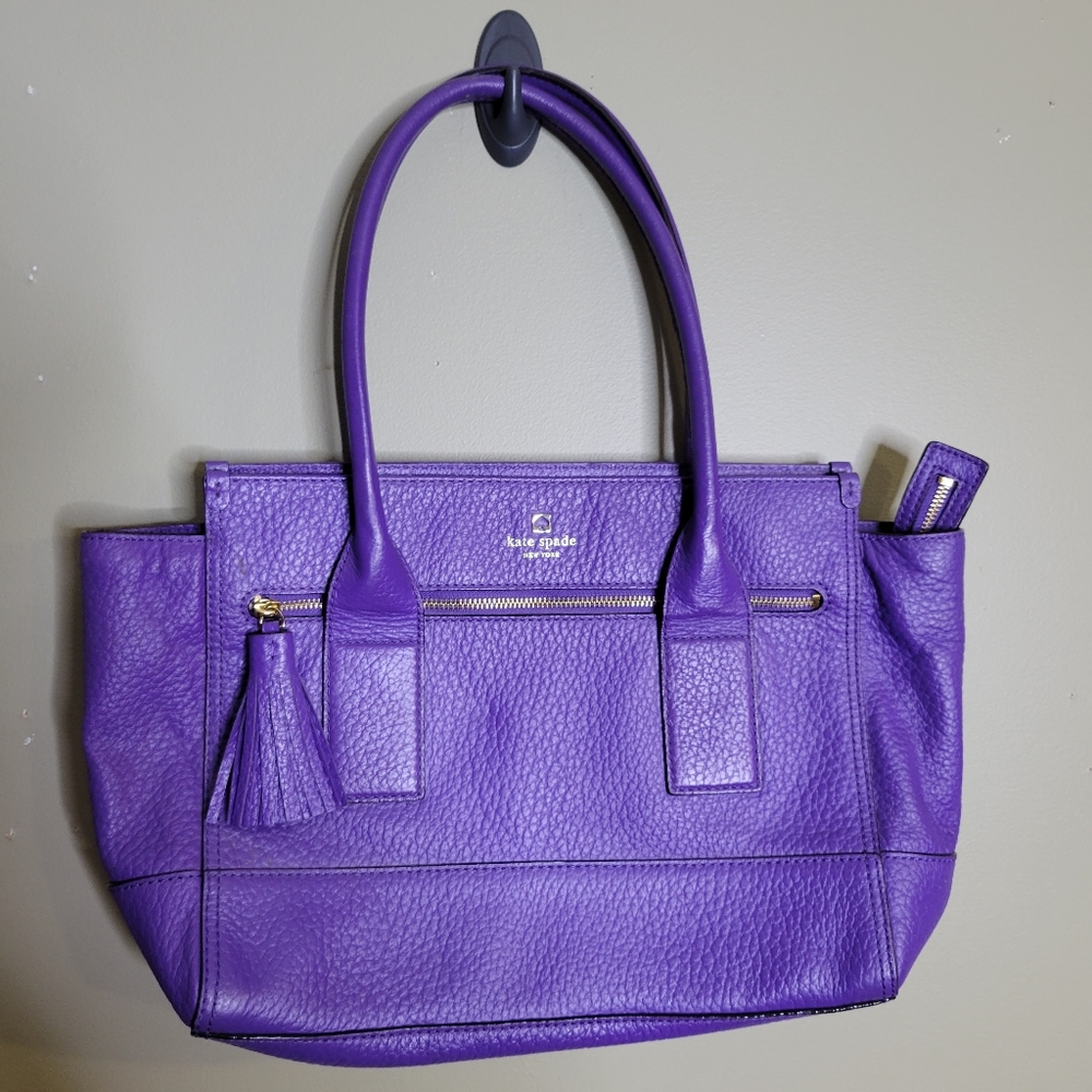 Kate Spade Purple Pebbled Leather Southport Avenue Oden Shoulder Bag
